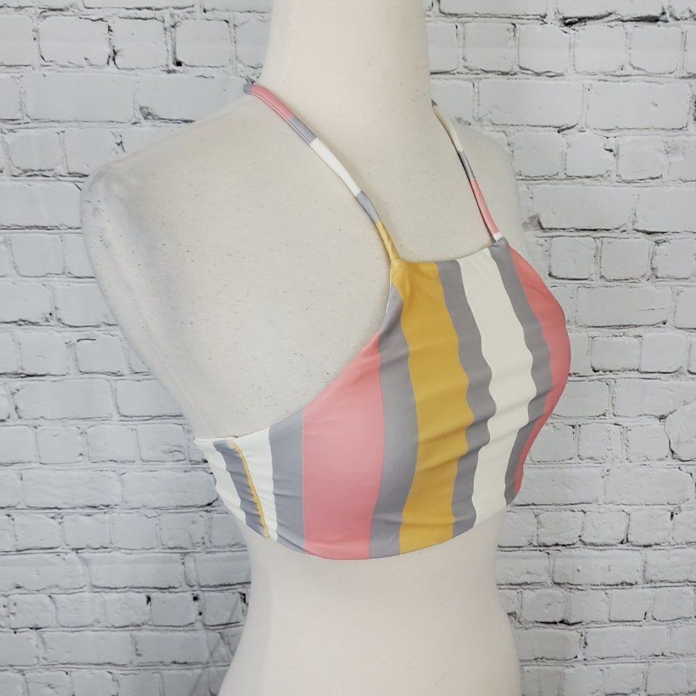 House of Harlow 1960 Saros Bikini Tank Top XS NWT White Pink Yellow Stripe - Picture 4 of 8